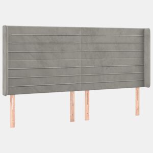 vidaXL Cabeceira cama c abas veludo 163x16x118128 cm cinzento-claro