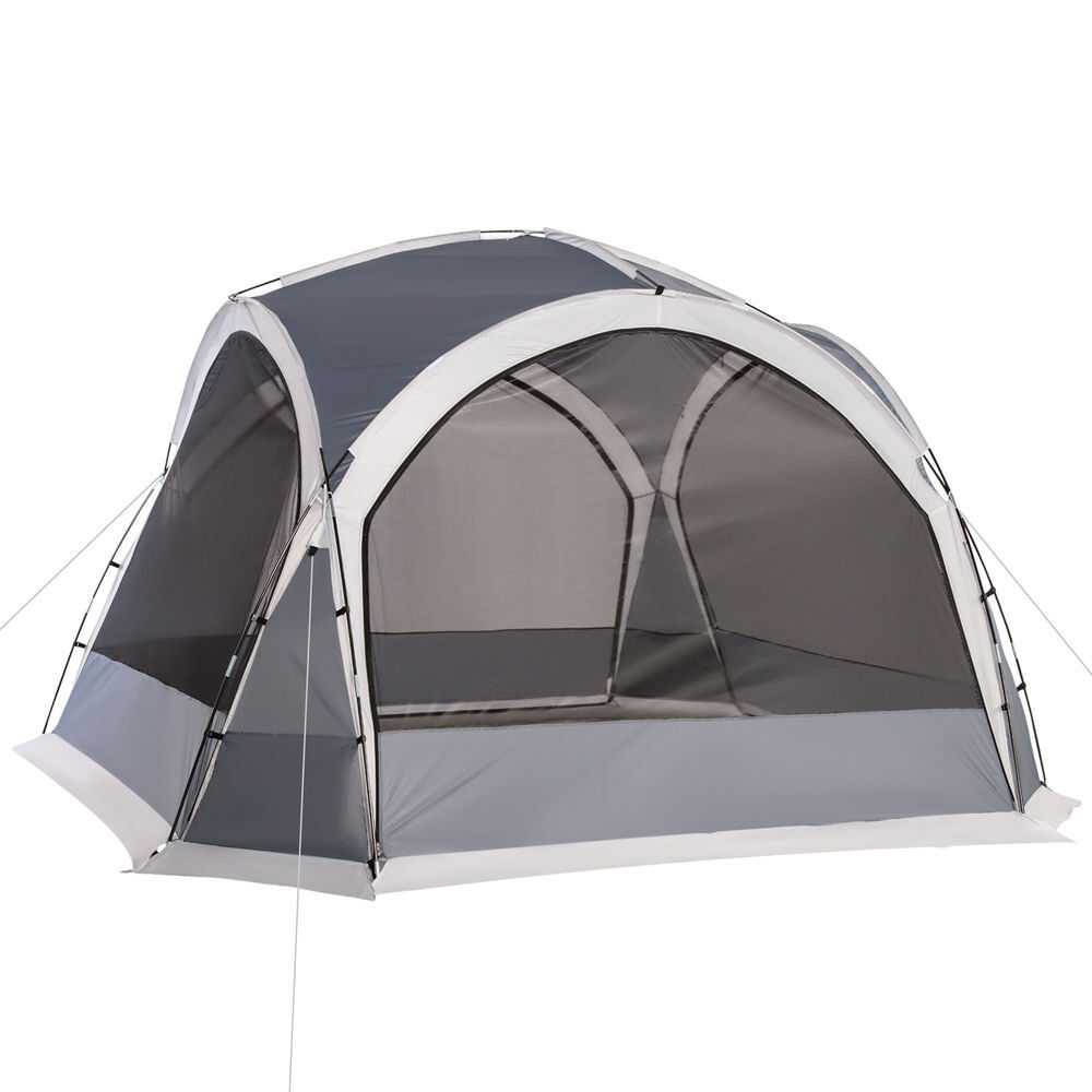 Outsunny carpa portátil para 6-8 personas carpa de camping con 4 mosquiteros gancho y bolsa de transporte anti-uv para pescar senderismo 350x350x230 cm gris y blanco