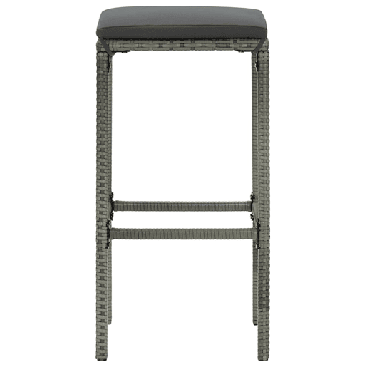 vidaXL Bancos de bar com almofadões 6 pcs vime PE cinzento vidaXL Bancos de bar com almofadões 6 pcs vime PE cinzento