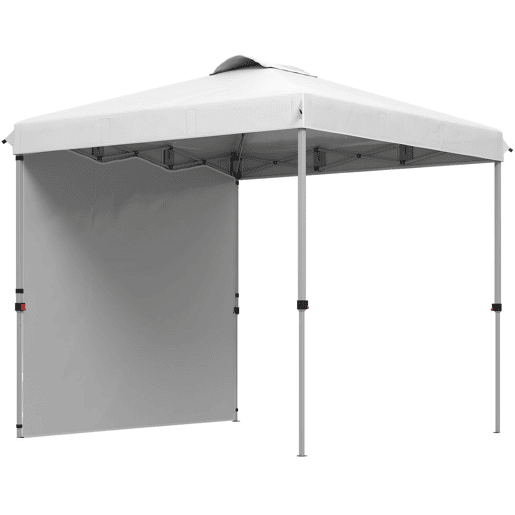 Outsunny Tenda Dobrável 247x247x268 cm Altura Ajustável Tenda de Jardim com 1 Parede Lateral Teto com Ventilação e Bolsa de Transporte para Acampamento Festas Branco