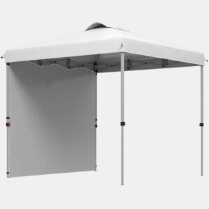 Outsunny Tenda Dobrável 247x247x268 cm Altura Ajustável Tenda de Jardim com 1 Parede Lateral Teto com Ventilação e Bolsa de Transporte para Acampamento Festas Branco