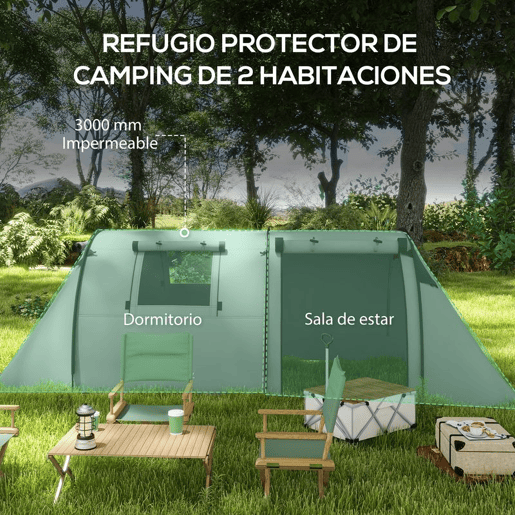 Outsunny Tenda de Campismo Familiar para 3 Pessoas Tenda Campismo Dobrável Leve com Portas Janelas Gancho e Bolsa de Transporte Impermeável 3000 mm para Praia Caminhadas 470x220x150 cm Cinzento