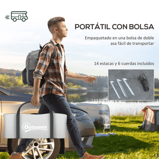 Outsunny Tenda de Campismo Familiar para 3 Pessoas Tenda Campismo Dobrável Leve com Portas Janelas Gancho e Bolsa de Transporte Impermeável 3000 mm para Praia Caminhadas 470x220x150 cm Cinzento