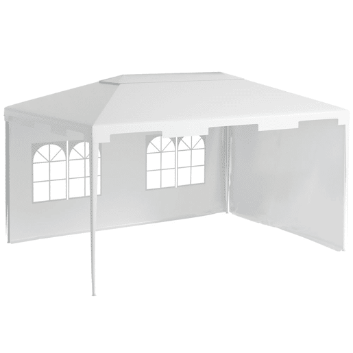 Outsunny Tenda de Jardim 395x295x255 cm Tenda Desmontável de Exterior com 2 Paredes Laterais 2 Janelas Anti-UV para Pátio Varanda Branco