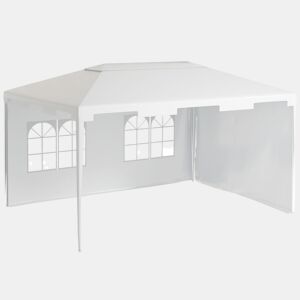 Outsunny Tenda de Jardim 395x295x255 cm Tenda Desmontável de Exterior com 2 Paredes Laterais 2 Janelas Anti-UV para Pátio Varanda Branco