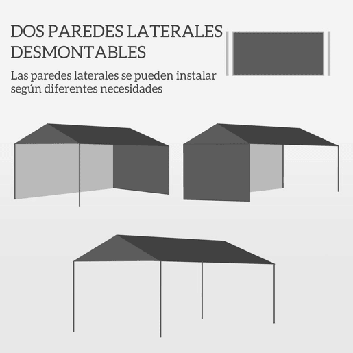 Outsunny Tenda de Jardim 395x295x255 cm Tenda Desmontável de Exterior com 2 Paredes Laterais 2 Janelas Anti-UV para Pátio Varanda Branco