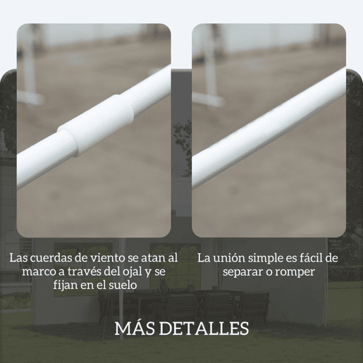 Outsunny Tenda de Jardim 395x295x255 cm Tenda Desmontável de Exterior com 2 Paredes Laterais 2 Janelas Anti-UV para Pátio Varanda Branco