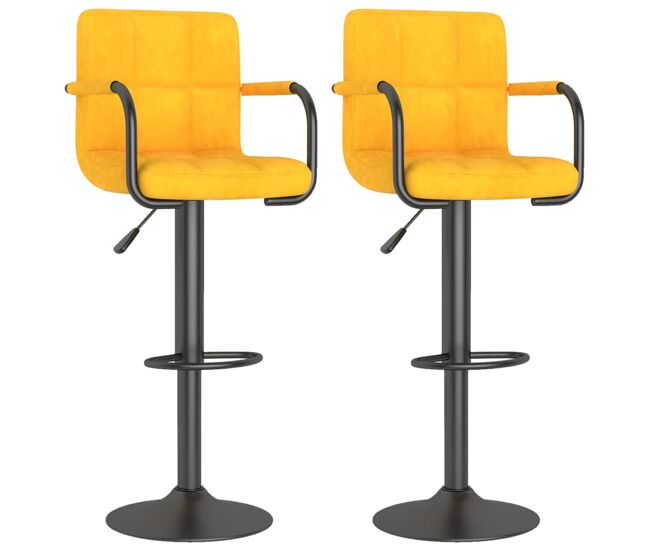 Vidaxl taburetes de cocina 2 unidades terciopelo amarillo mostaza