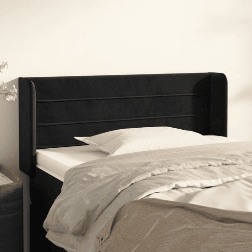 vidaXL Cabeceira de cama c abas veludo 103x16x7888 cm preto vidaXL Cabeceira de cama c abas veludo 103x16x7888 cm preto
