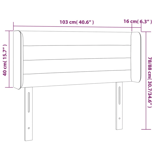 vidaXL Cabeceira de cama c abas veludo 103x16x7888 cm preto vidaXL Cabeceira de cama c abas veludo 103x16x7888 cm preto