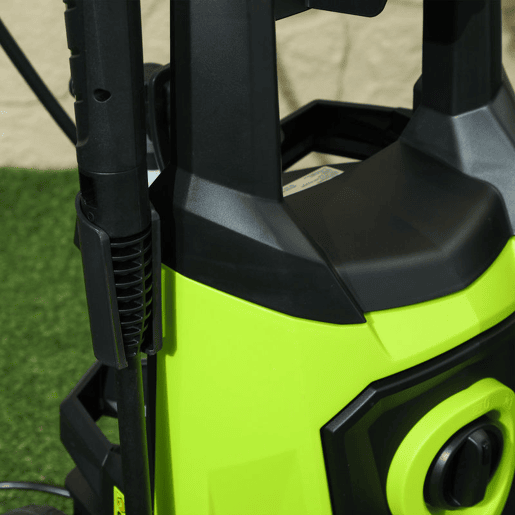 DURHAND Lavadora de Alta Pressão 1800W Caudal de 510 Lh com Bomba de Alumínio Paragem Automática Pressão de 150 Bar Mangueira de 6 m Inclui Garrafa de Sabão Bico e Escova Verde e Preto
