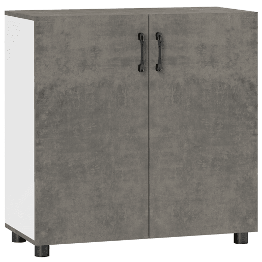 HOMCOM Aparador de 2 Portas de Fechamento Suave Aparador de Sala de Estar com Prateleira Móvel Auxiliar para Cozinha Quarto Entrada 80x37x80 cm Cinza Cimento e Branco Brilho