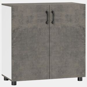 HOMCOM Aparador de 2 Portas de Fechamento Suave Aparador de Sala de Estar com Prateleira Móvel Auxiliar para Cozinha Quarto Entrada 80x37x80 cm Cinza Cimento e Branco Brilho