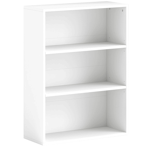 HOMCOM Estante de 3 Níveis Estante para Livros com 2 Prateleiras Ajustáveis para Sala de Estar Escritório Quarto 60x24x80 cm Branco