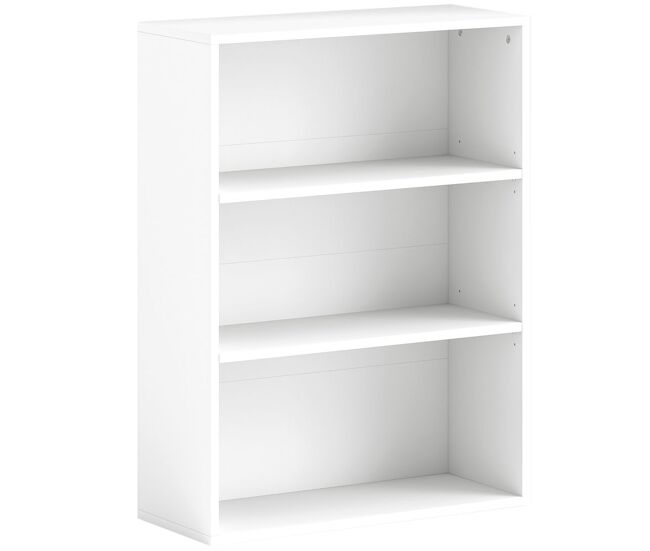 Homcom librería de 3 niveles estantería de libros con 2 estantes ajustables para sala de estar oficina dormitorio 60x24x80 cm blanco