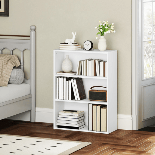 HOMCOM Estante de 3 Níveis Estante para Livros com 2 Prateleiras Ajustáveis para Sala de Estar Escritório Quarto 60x24x80 cm Branco