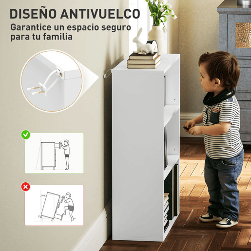 HOMCOM Estante de 3 Níveis Estante para Livros com 2 Prateleiras Ajustáveis para Sala de Estar Escritório Quarto 60x24x80 cm Branco