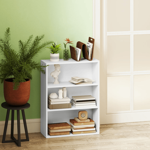 HOMCOM Estante de 3 Níveis Estante para Livros com 2 Prateleiras Ajustáveis para Sala de Estar Escritório Quarto 60x24x80 cm Branco