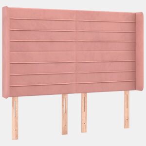 vidaXL Cabeceira cama c abas veludo 147x16x118128 cm rosa