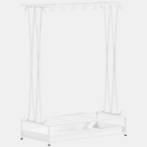 HOMCOM Suporte para Guarda-Chuva Moderno Retangular Suporte para Guarda Chuvas de Aço com 24 Ganchos 21 Espaços e Bandeja Recolhedora de Gotas Amovível para Entrada Escritório 50x24x68 cm Branco