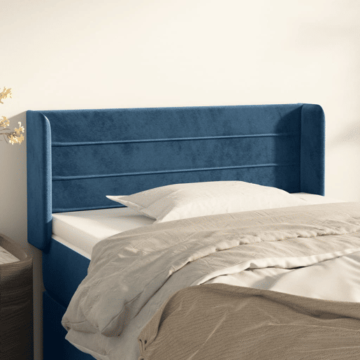 vidaXL Cabeceira de cama c abas veludo 83x16x7888 cm azul-escuro