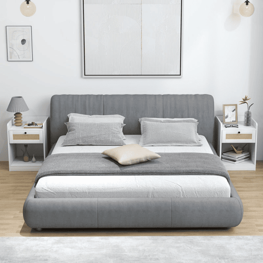 HOMCOM Conjunto de 2 Mesas de Cabeceira Mesas de Cabeceira para Dormitório com Gaveta em Vime Mesa de Cabeceira para Dormitório 40x40x53 cm Branco