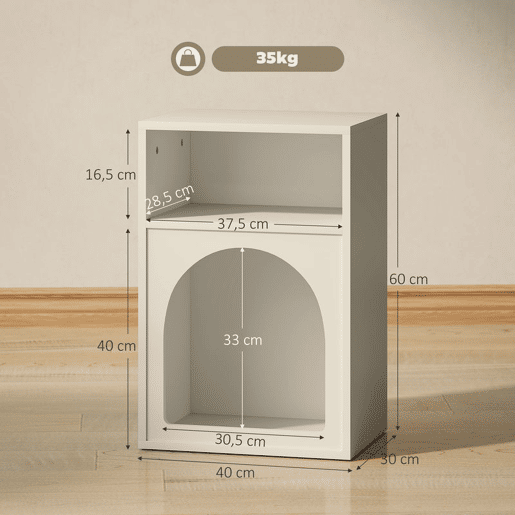 HOMCOM Mesa de Cabeceira Moderna Mesa de Cabeceira Estreita com 2 Compartimentos Abertos Desenho em Forma de Arco Mesa Auxiliar para Sala de Estar Quarto 40x30x60 cm Creme