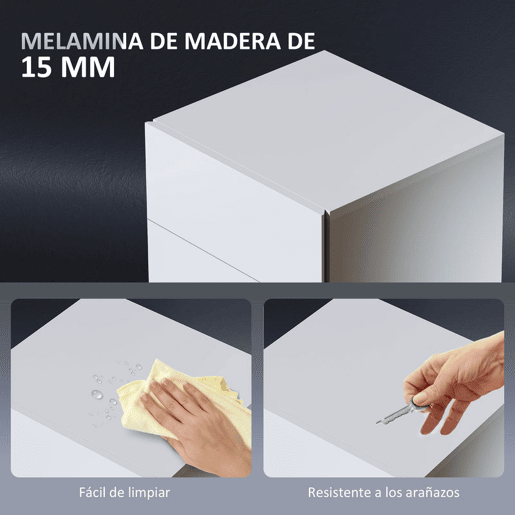 HOMCOM Mesa de Cabeceira com Faixa de Luz LED Multicolor Variável Mesa Auxiliar com 3 Gavetas Estilo Moderno Mesa Lateral para Dormitório Sala de Estar 40x35x60 cm Branco Brilhante
