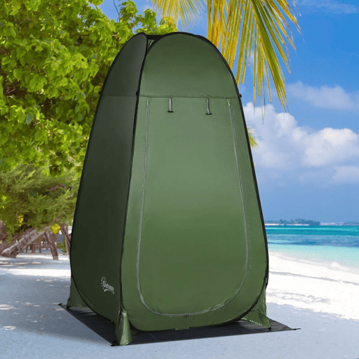 Outsunny Tenda de Duche Tenda de Privacidade Portátil com 1 Gancho Bolso Bolsa de Transporte e UV20+ para Duche Trocador Sanita 126x124x189 cm Verde