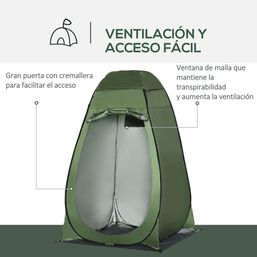 Outsunny Tenda de Duche Tenda de Privacidade Portátil com 1 Gancho Bolso Bolsa de Transporte e UV20+ para Duche Trocador Sanita 126x124x189 cm Verde