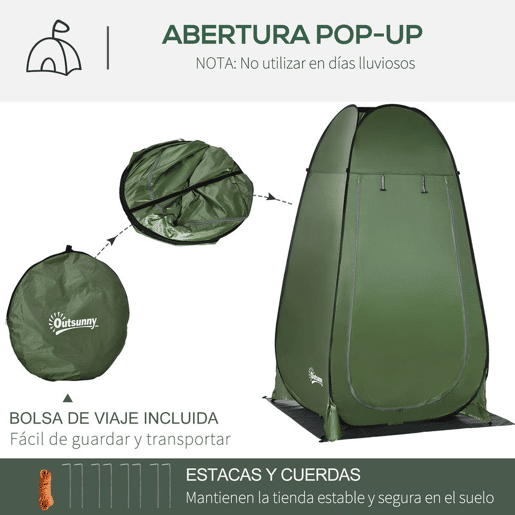 Outsunny Tenda de Duche Tenda de Privacidade Portátil com 1 Gancho Bolso Bolsa de Transporte e UV20+ para Duche Trocador Sanita 126x124x189 cm Verde