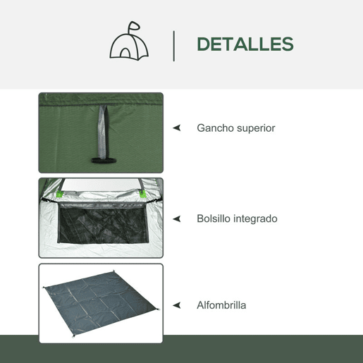 Outsunny Tenda de Duche Tenda de Privacidade Portátil com 1 Gancho Bolso Bolsa de Transporte e UV20+ para Duche Trocador Sanita 126x124x189 cm Verde