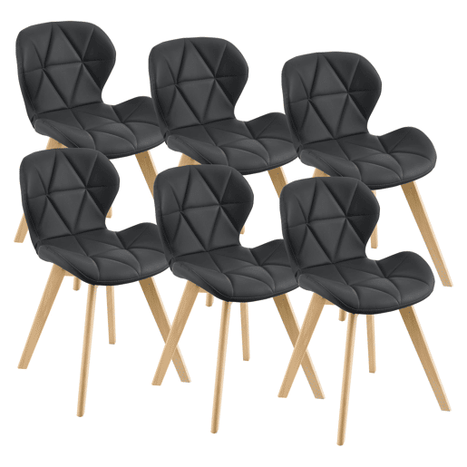 Conjunto de 6 cadeiras de couro sintético 81 x 57 x 49 cm pretas 03_0006793