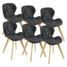Conjunto de 6 cadeiras de couro sintético 81 x 57 x 49 cm pretas 03_0006793