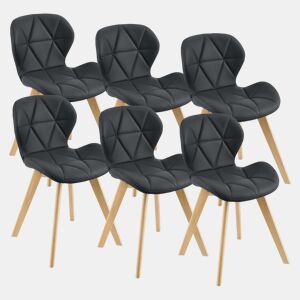 Conjunto de 6 cadeiras de couro sintético 81 x 57 x 49 cm pretas 03_0006793