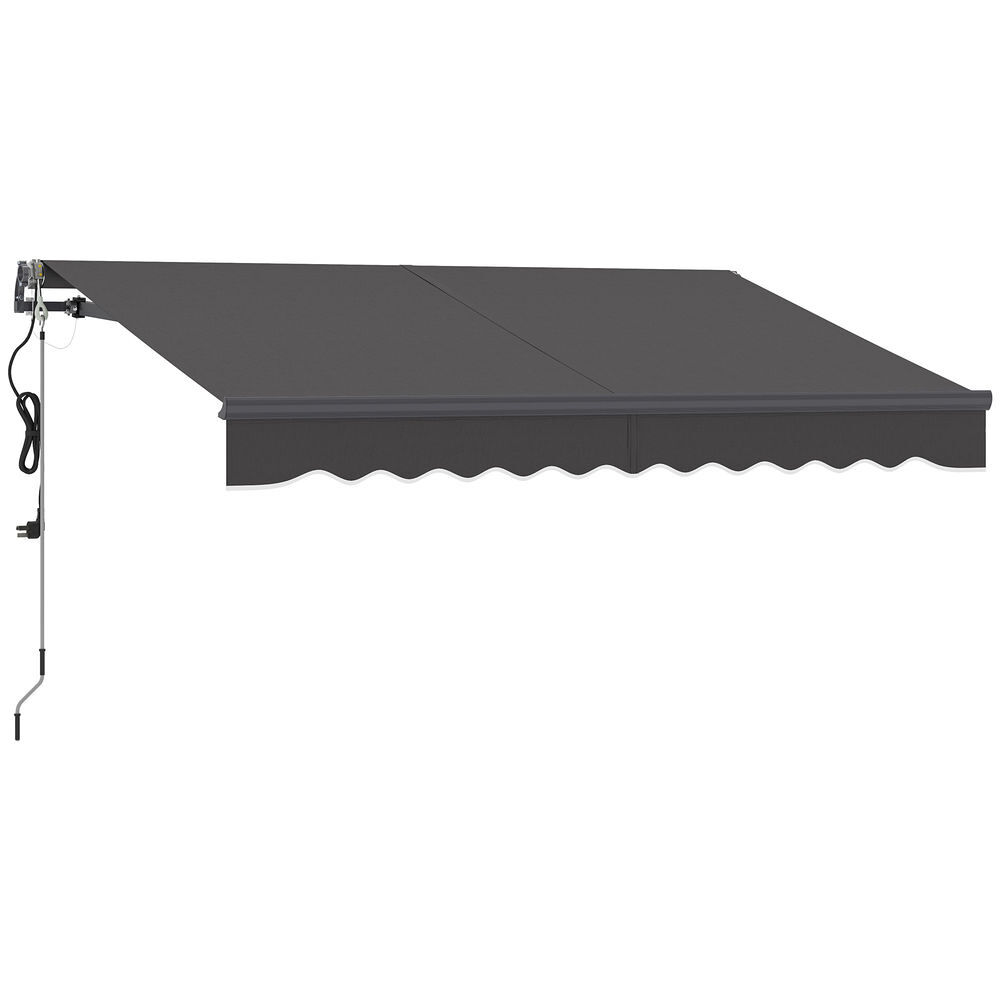 Outsunny toldo eléctrico retráctil y manual con mando a distancia 3x2,5 m toldo de exterior terraza enrollable con manivela marco de aluminio y protección uv30+ para jardín puerta ventana gris