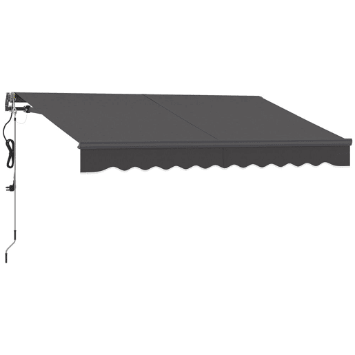 Outsunny Toldo Elétrico Retrátil com Controlo Remoto 296x250 cm Toldo de Exterior Enrolável com Manivela Estrutura de Alumínio e Proteção UV30+ para Jardim Porta Janela Cinza