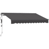 Outsunny Toldo Elétrico Retrátil com Controlo Remoto 296x250 cm Toldo de Exterior Enrolável com Manivela Estrutura de Alumínio e Proteção UV30+ para Jardim Porta Janela Cinza