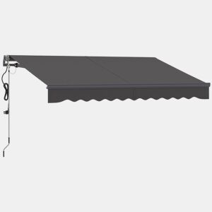 Outsunny Toldo Elétrico Retrátil com Controlo Remoto 296x250 cm Toldo de Exterior Enrolável com Manivela Estrutura de Alumínio e Proteção UV30+ para Jardim Porta Janela Cinza