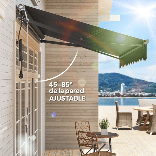 Outsunny Toldo Elétrico Retrátil com Controlo Remoto 296x250 cm Toldo de Exterior Enrolável com Manivela Estrutura de Alumínio e Proteção UV30+ para Jardim Porta Janela Cinza