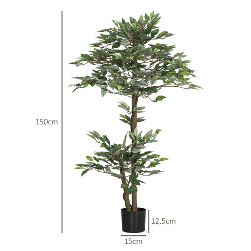Outsunny Planta Artificial Ficus 150 cm Planta Artificial com 1008 Folhas Musgo e Vaso Planta Artificial Decorativa para Interior e Exterior Casa Sala de Estar Escritório Verde Outsunny Planta Artificial Ficus 150 cm Planta Artificial com 1008 Folhas Musgo e Vaso Planta Artificial Decorativa para Interior e Exterior Casa Sala de Estar Escritório Verde