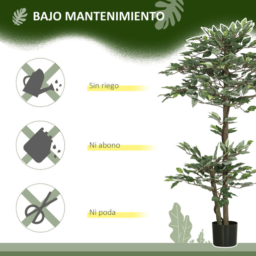 Outsunny Planta Artificial Ficus 150 cm Planta Artificial com 1008 Folhas Musgo e Vaso Planta Artificial Decorativa para Interior e Exterior Casa Sala de Estar Escritório Verde Outsunny Planta Artificial Ficus 150 cm Planta Artificial com 1008 Folhas Musgo e Vaso Planta Artificial Decorativa para Interior e Exterior Casa Sala de Estar Escritório Verde