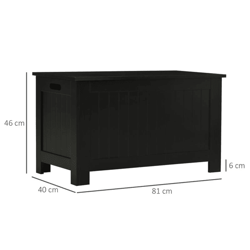 HOMCOM Baú de Armazenamento de Madeira Baú de Arrumação com Dobradiça de Segurança para Dormitório Sala de Estar Carga Máxima 20 kg 81x40x46 cm Preto