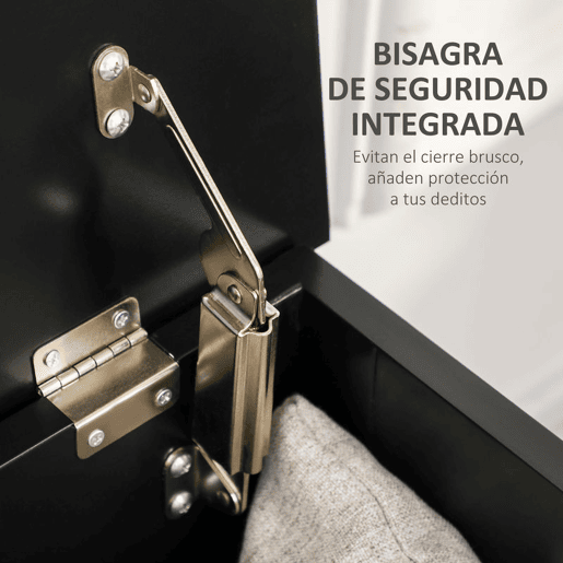 HOMCOM Baú de Armazenamento de Madeira Baú de Arrumação com Dobradiça de Segurança para Dormitório Sala de Estar Carga Máxima 20 kg 81x40x46 cm Preto