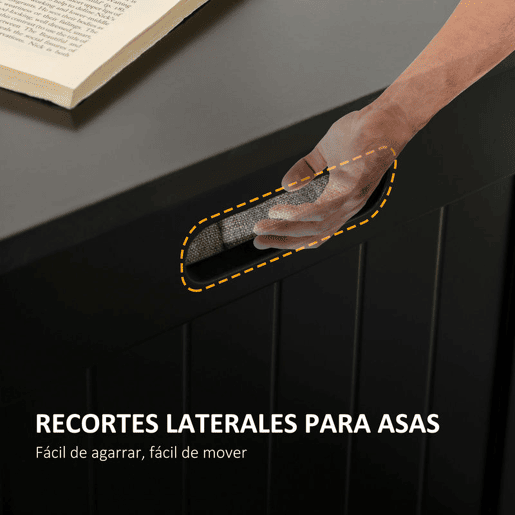 HOMCOM Baú de Armazenamento de Madeira Baú de Arrumação com Dobradiça de Segurança para Dormitório Sala de Estar Carga Máxima 20 kg 81x40x46 cm Preto