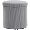 HOMCOM Puff de Arrumação Baú de Arrumação Redondo Estofado em Veludo Cotelê Assento Acolchoado Tampa Removível para Corredor Quarto Sala Ø40x41 cm Cinza Claro