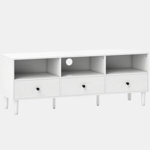 HOMCOM Móvel de TV Moderno Móvel de TV para Sala de Estar com 3 Compartimentos Abertos 3 Gavetas e Orifício para Cabos para Televisão de 455565 Polegadas 120x34x45 cm Branco