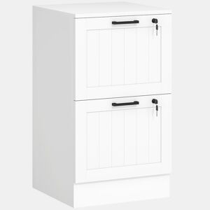 HOMCOM Arquivador para Escritório Móvel Arquivador com 2 Gavetas para Escritório com Fechaduras Gavetas Suspensas para A4 40x40x71 cm Branco