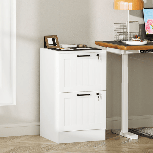 HOMCOM Arquivador para Escritório Móvel Arquivador com 2 Gavetas para Escritório com Fechaduras Gavetas Suspensas para A4 40x40x71 cm Branco