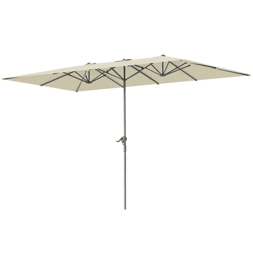 Outsunny Chapéu de Sol Duplo 4,5x2,6 m Chapéu de Sol de Jardim com Manivela Mastro de Alumínio Impermeável e Proteção UV50+ Chapéu de Sol Grande para Exterior Piscina Creme
